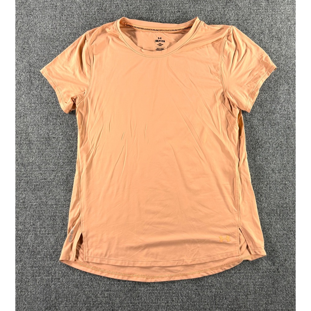 Under Armour Womens Fitted Running Shirt Peach Short Sleeve Small